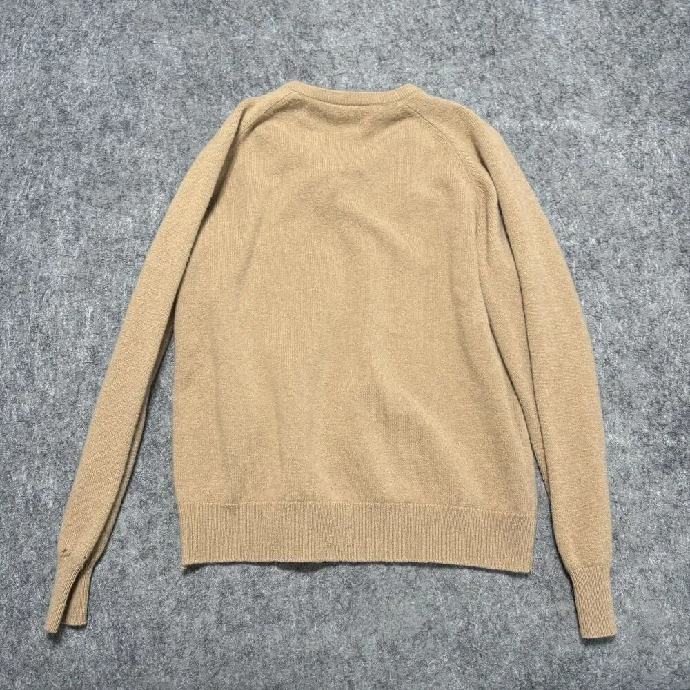 Vintage 80s 90s Made in U.K. Keebler Elf Pure Wool V Neck Sweater Tan Promo XL